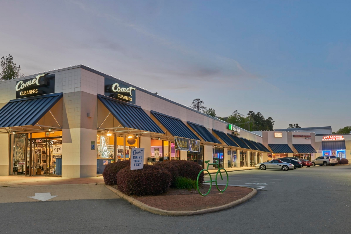 shopping center with awnings