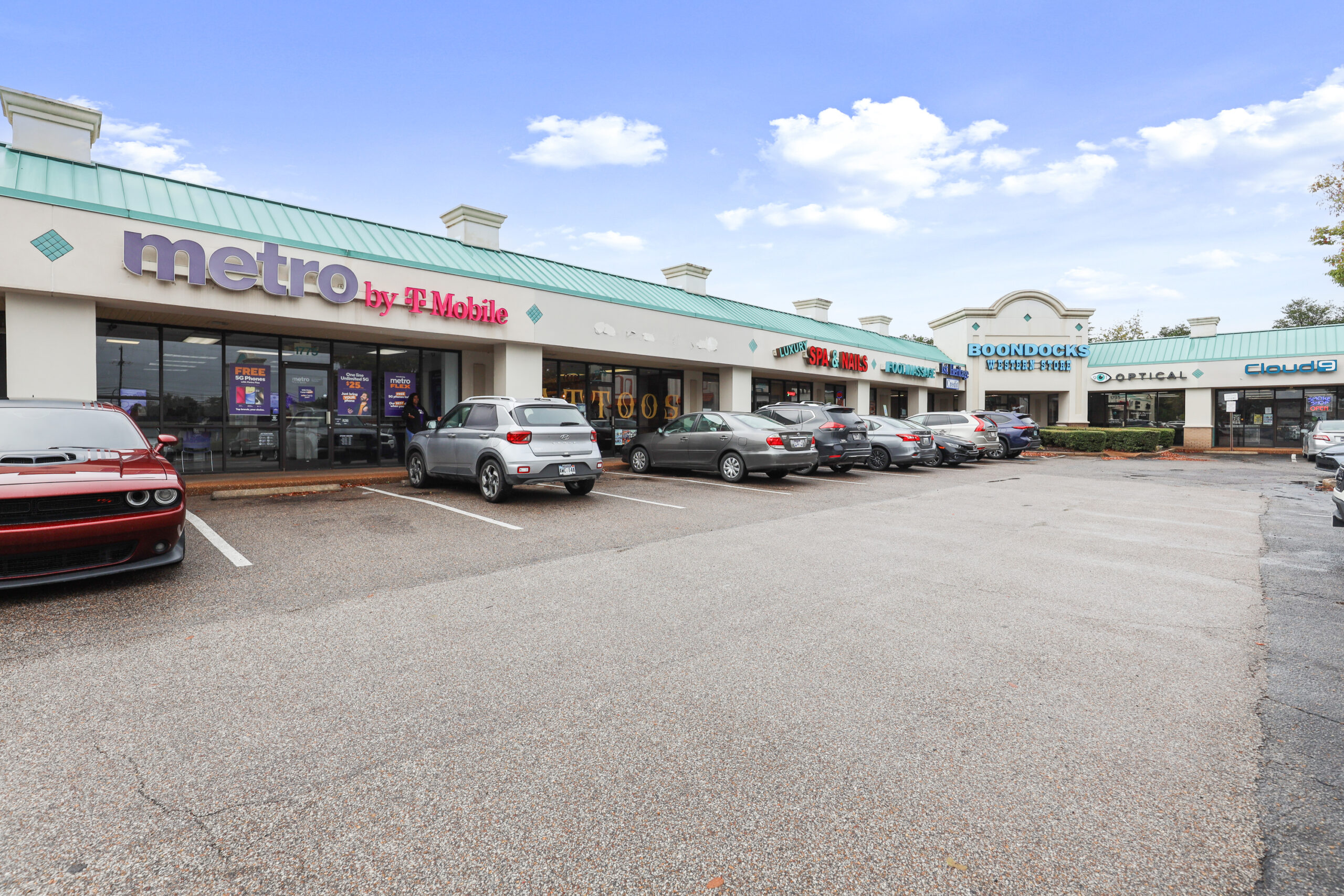 aerial view of shopping center
